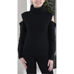 International Concepts Black Long Sleeve Turtleneck Cold Shoulder Sweater NWT